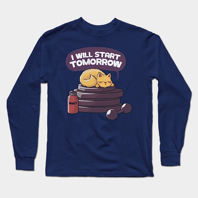 I will start tomorrow black by Tobe Fonseca Long Sleeve T-Shirt by Tobe_Fonseca